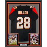 Framed Autographed/Signed Corey Dillon 33x42 Cincinnati Black Jersey BAS COA