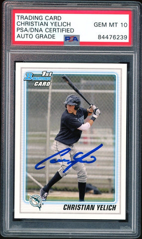2010 Bowman Draft Prospects #BDPP78 Christian Yelich RC PSA/DNA Auto GEM MINT 10