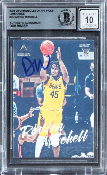 Davion Mitchell Signed 2021 Chronicles DP Lum #85 Rookie Card Auto 10! BAS Slab