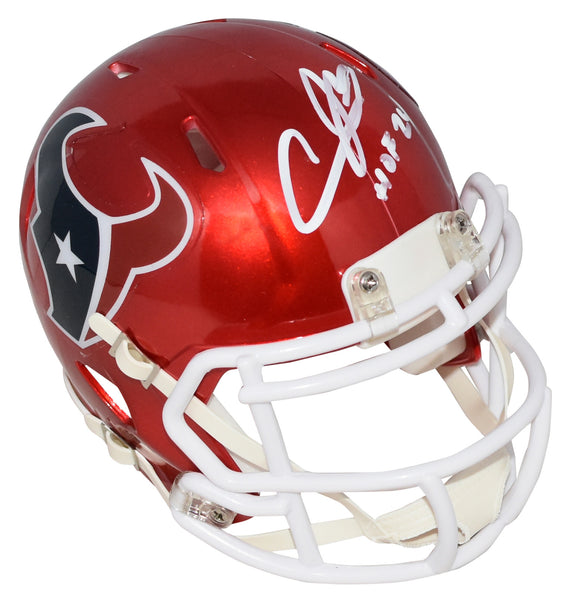 ANDRE JOHNSON SIGNED HOUSTON TEXANS FLASH SPEED MINI HELMET JSA W/ HOF 24