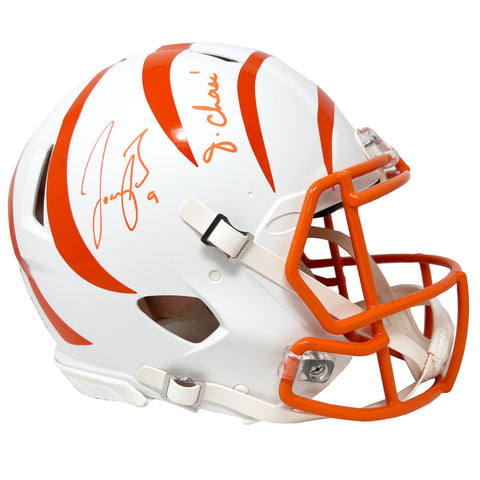 Joe Burrow Ja'Marr Chase Bengals Signed Flat White Authentic Helmet Fanatics BAS