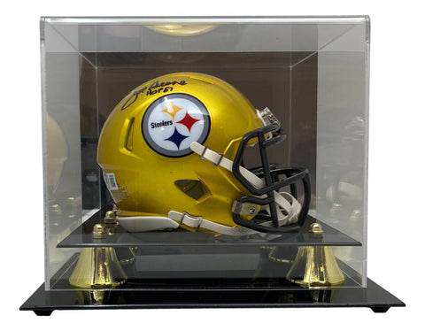 Mean Joe Greene Signed Steelers Flash Mini Speed Helmet HOF 87 BAS w/ Case