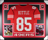 George Kittle Autographed Pro Style Red XL Framed Jersey 35x43 Beckett 51223
