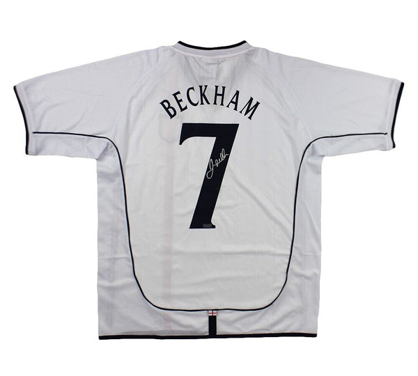 David Beckham Signed England National White 2002 Replica Jersey