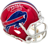 JIM KELLY AUTOGRAPHED BILLS RED 87-01 THROWBACK SPEED MINI HELMET BECKETT 223735