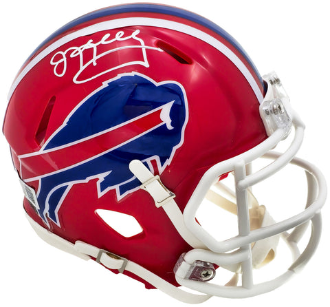 JIM KELLY AUTOGRAPHED BILLS RED 87-01 THROWBACK SPEED MINI HELMET BECKETT 223735