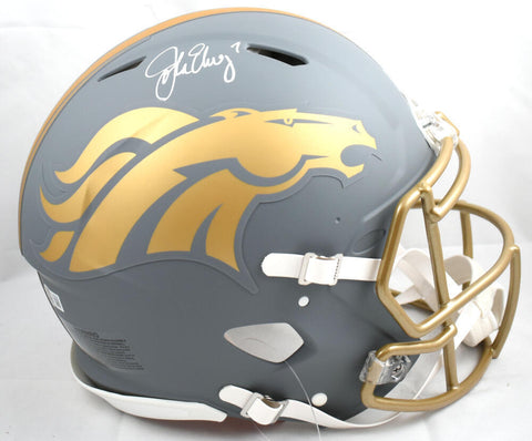John Elway Signed Denver Broncos F/S Slate Speed Authentic Helmet-Beckett W Holo