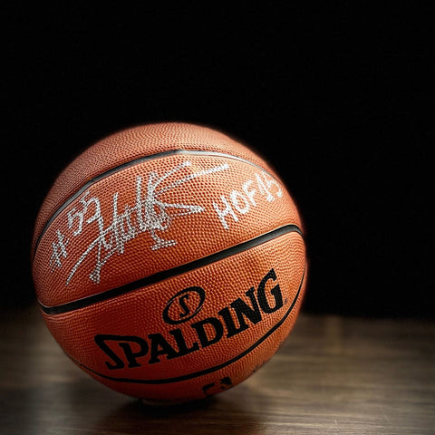 Dikembe Mutombo Autographed Spalding HOF Basketball JSA COA 76ers Hawks Nuggets