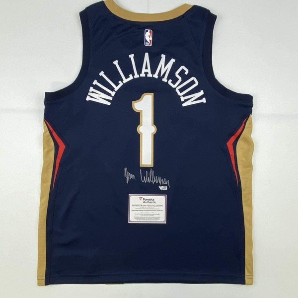 Signed ZION WILLIAMSON Pelicans Blue Nike Jersey Fanatics COA Auto
