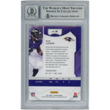 Ray Lewis Autographed Baltimore Ravens 21 Playoff Slabbed Card Beckett 53016