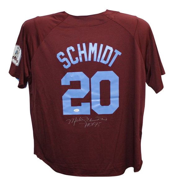 Mike Schmidt Signed Philadelphia Phillies Red Cooperstown Jersey HOF JSA 30494