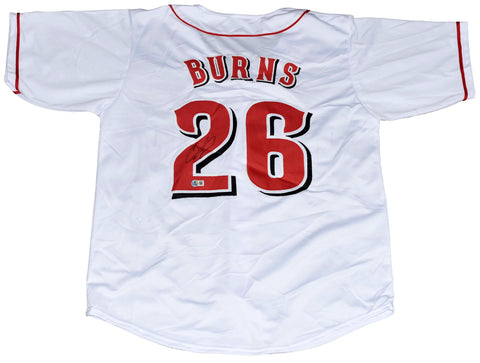 CHASE BURNS SIGNED AUTOGRAPHED CINCINNATI REDS #26 WHITE JERSEY BECKETT