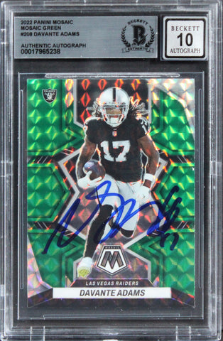 Raiders Davante Adams Signed 2022 Panini MG #208 Card Auto Grade 10! BAS Slabbed