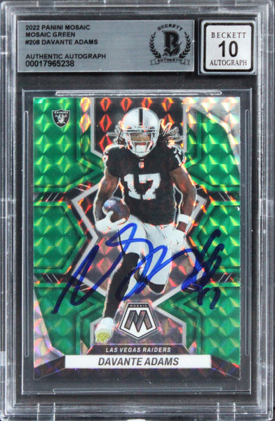 Raiders Davante Adams Signed 2022 Panini MG #208 Card Auto Grade 10! BAS Slabbed