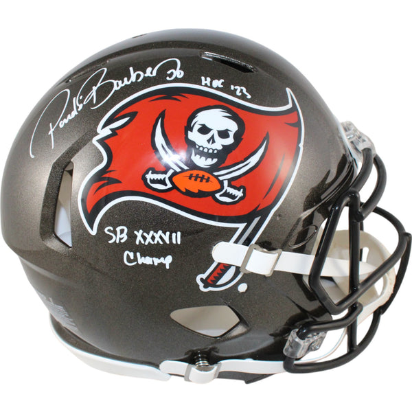 Ronde Barber Signed Tampa Bay Buccaneers Authentic TB Helmet 2 Insc BAS 49204