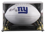 Giants Michael Strahan Signed Rawlings White Panel Football W/ Case BAS Witness