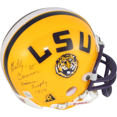 Billy Cannon Autographed LSU Tigers VSR4 Mini Helmet Heisman Beckett 52750