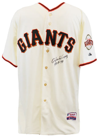 Orlando Cepeda Signed Giants Cream Majestic Rep Baseball Jersey w/HOF - (SS COA)