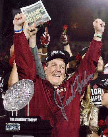 JIM FISHER AUTOGRAPHED FLORIDA STATE SEMINOLES BCS CHAMPS 8x10 PHOTO COA