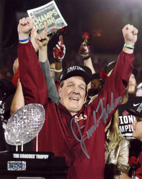 JIM FISHER AUTOGRAPHED FLORIDA STATE SEMINOLES BCS CHAMPS 8x10 PHOTO COA