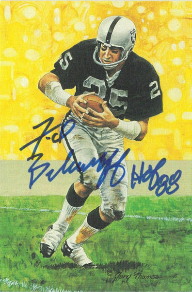 Fred Biletnikoff Signed Oakland Raiders Goal Line Art Card Blue HOF 10531