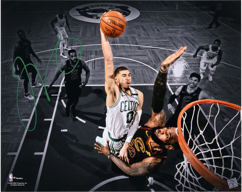 Jayson Tatum Celtics Signed 16x20 Horizontal Spotlight Dunk Versus Lebron Photo