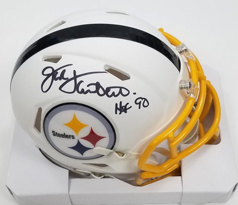 Jack Lambert Autographed Steelers Flat White Speed Mini Helmet W/HOF 90 Beckett