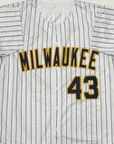 LOGAN HENDERSON Signed Custom Replica Pinstripe Brewers Jersey AUTO - BAS
