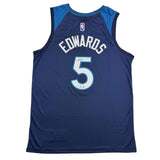 Autographed/Signed Anthony Edwards Minnesota Blue Basketball Jersey Beckett COA