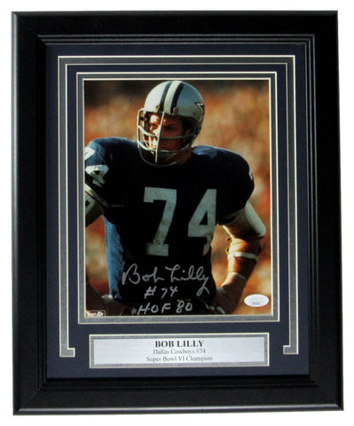 Bob Lilly HOF Cowboys Signed/Inscribed 8x10 Photo Framed JSA 158996