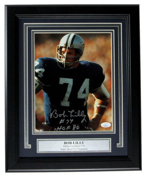 Bob Lilly HOF Cowboys Signed/Inscribed 8x10 Photo Framed JSA 158996