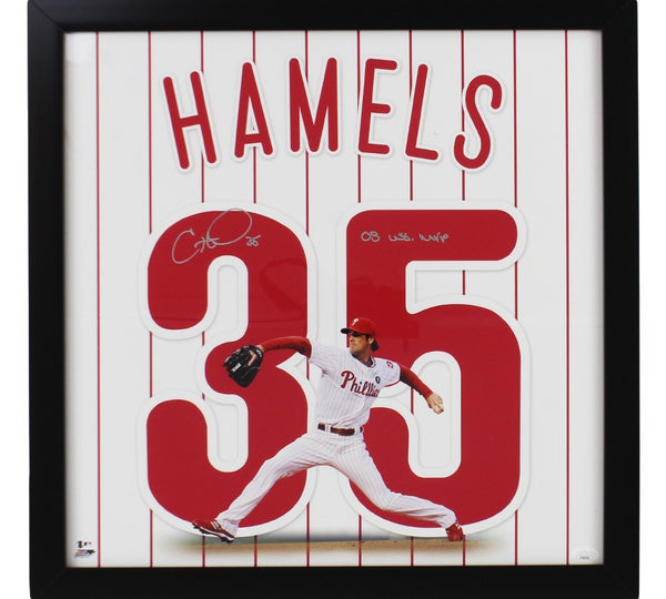 Cole Hamels Signed Philadelphia Phillies Framed 18x18 MLB Print with "08 WS MVP"