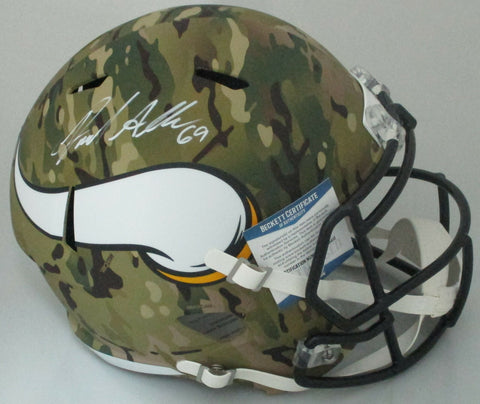 Vikings JARED ALLEN Signed Riddell Full Size CAMO Replica Helmet - Beckett