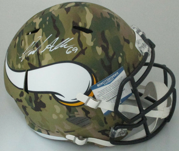Vikings JARED ALLEN Signed Riddell Full Size CAMO Replica Helmet - Beckett