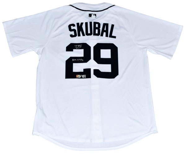 TARIK SKUBAL SIGNED DETROIT TIGERS #29 NIKE LIMITED JERSEY W/ B2B CY YOUNG
