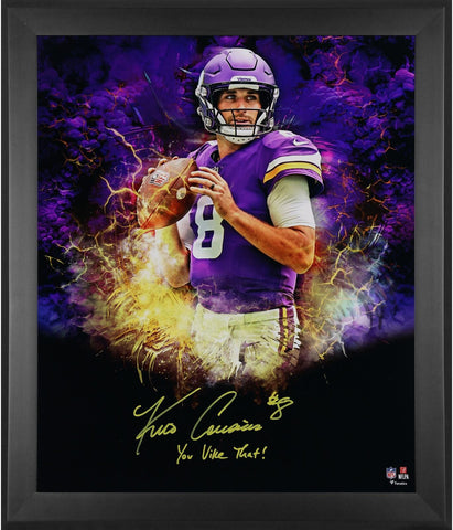 Kirk Cousins Vikings FRMD Signed 20x24 In Focus Photo w/You Vike That! Insc-LE 8
