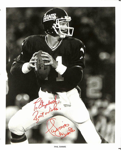Phil Simms New York Giants MVP SB XXI Signed/Autographed 8x10 B&W Photo 189490