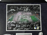 New England Patriots Super Bowl XLIX Team Signed Photograph Framed to 16x20 JSA