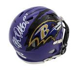 JK Dobbins Signed Baltimore Ravens Speed Custom Purple Ripped NFL Mini Helmet