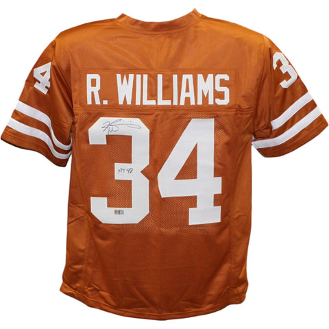 Ricky Williams Autographed/Signed College Style Orange Jersey "HT" TRI 43350