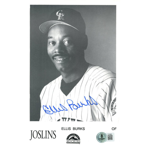 Ellis Burks Autographed/Signed Colorado Rockies 5.5x8.5 Photo Beckett 59237