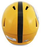 Steelers T.J. Watt Signed Yellow Full Size Speed Rep Helmet W/ Case BAS Witness