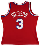 76ers Allen Iverson Signed Red 2002-03 M&N HWC Swingman Jersey BAS Witnessed