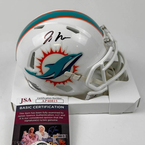 Autographed/Signed Jaylen Waddle Miami Dolphins Mini Helmet Beckett BAS COA