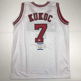 Autographed/Signed Toni Kukoc Chicago White Basketball Jersey Beckett BAS COA
