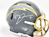 DERWIN JAMES JR. AUTOGRAPHED CHARGERS SLATE GRAY MINI HELMET BECKETT 230073