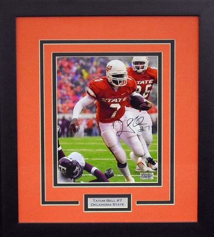 TATUM BELL AUTOGRAPHED OKLAHOMA STATE COWBOYS 8x10 FRAMED PHOTO COA