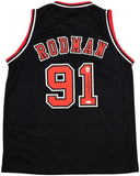 CHICAGO BULLS DENNIS RODMAN AUTOGRAPHED SIGNED BLACK JERSEY JSA STOCK #237058