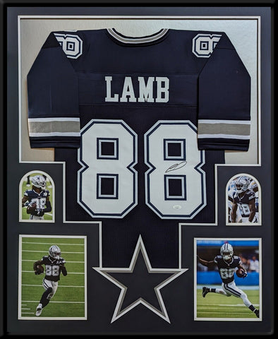 FRAMED DALLAS COWBOYS CEEDEE LAMB AUTOGRAPHED SIGNED JERSEY JSA COA