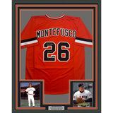 Framed Autographed/Signed John Montefusco 35x39 Orange Jersey Beckett COA